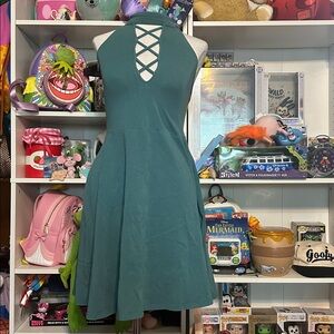 Express Teal Halter Dress
